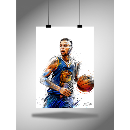 Постер плакат интерьерный на стену баскетбол Стефен Карри 2 А3