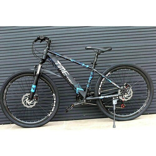 Горный велосипед Richiesto TT102 26 для взрослых и подростков, черный/синий велосипед подростковый richiesto тt101 21s 24 стальная рама спортивный синий