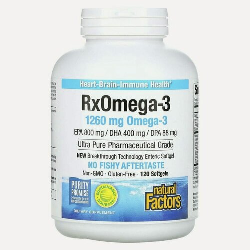 Изображение товара Rx Omega-3, Natural Factors, 120 капсул