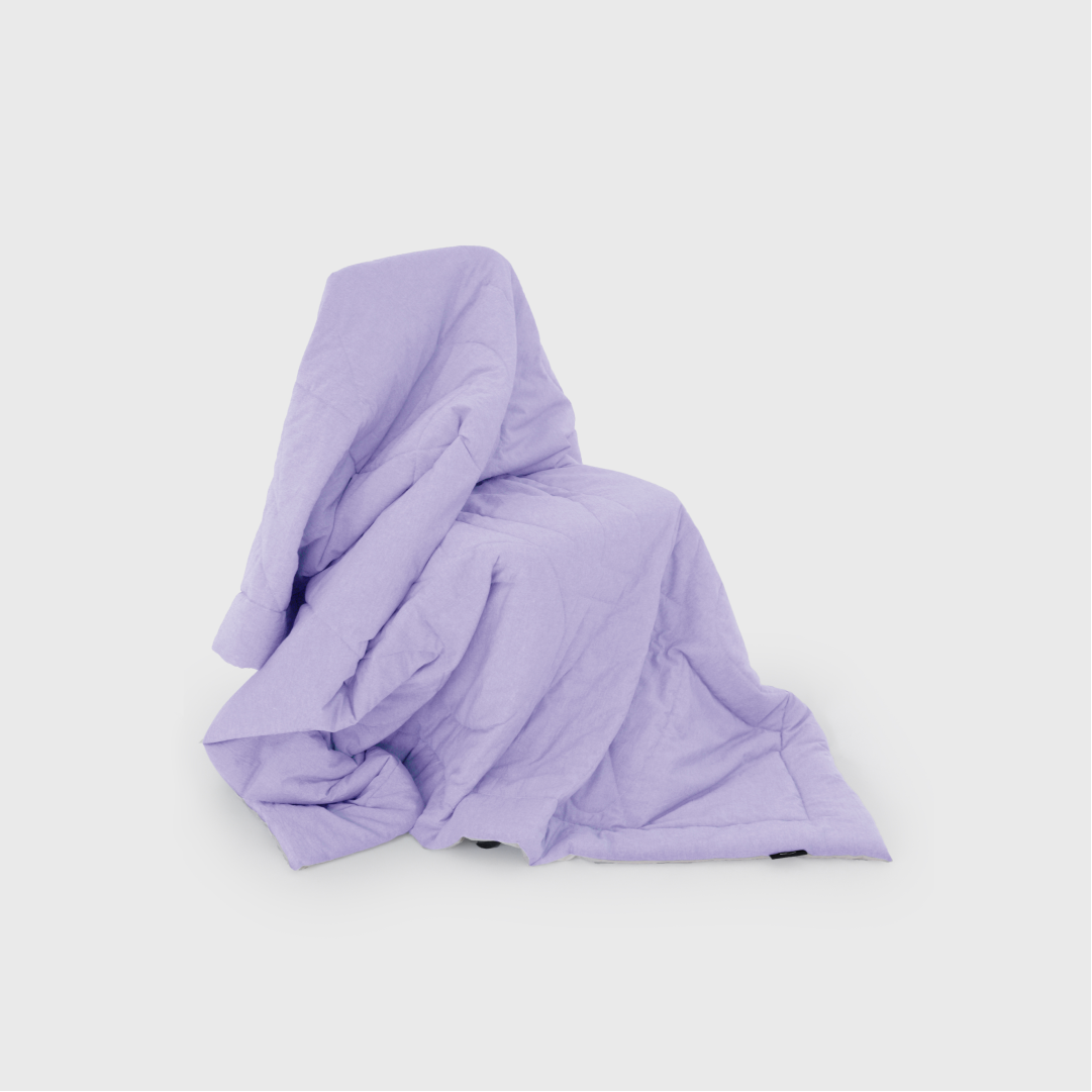 Одеяло MORФEUS - «YURA» из вареного хлопка - Бежево-лавандовый - фотография № 4