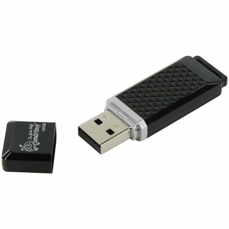 Память Smart Buy "Quartz" 64GB, USB 2.0 Flash Drive, черный, 260250