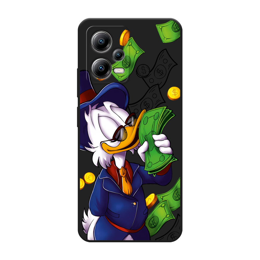 Матовый силиконовый чехол на Xiaomi Poco X5 5G / Сяоми Поко X5 5G Scrooge McDuck with Money, черный