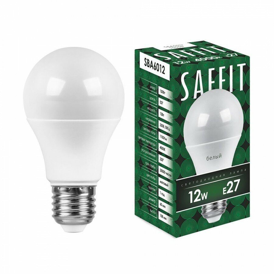 Лампа светодиодная Saffit SBA6012 55008 E27 A60