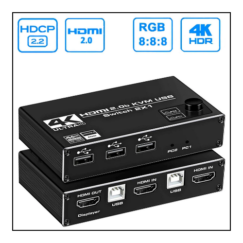 KVM Переключатель (switch) HDMI 2х1 + USB Ultra HD