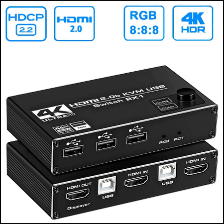 KVM Переключатель (switch) HDMI 2х1 + USB Ultra HD