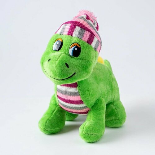 Мягкая игрушка «Дракоша», в полосатой шапке, 21 см, цвет зелёный игрушка мягкая кот басик в полосатой шапке с шарфом 22 см