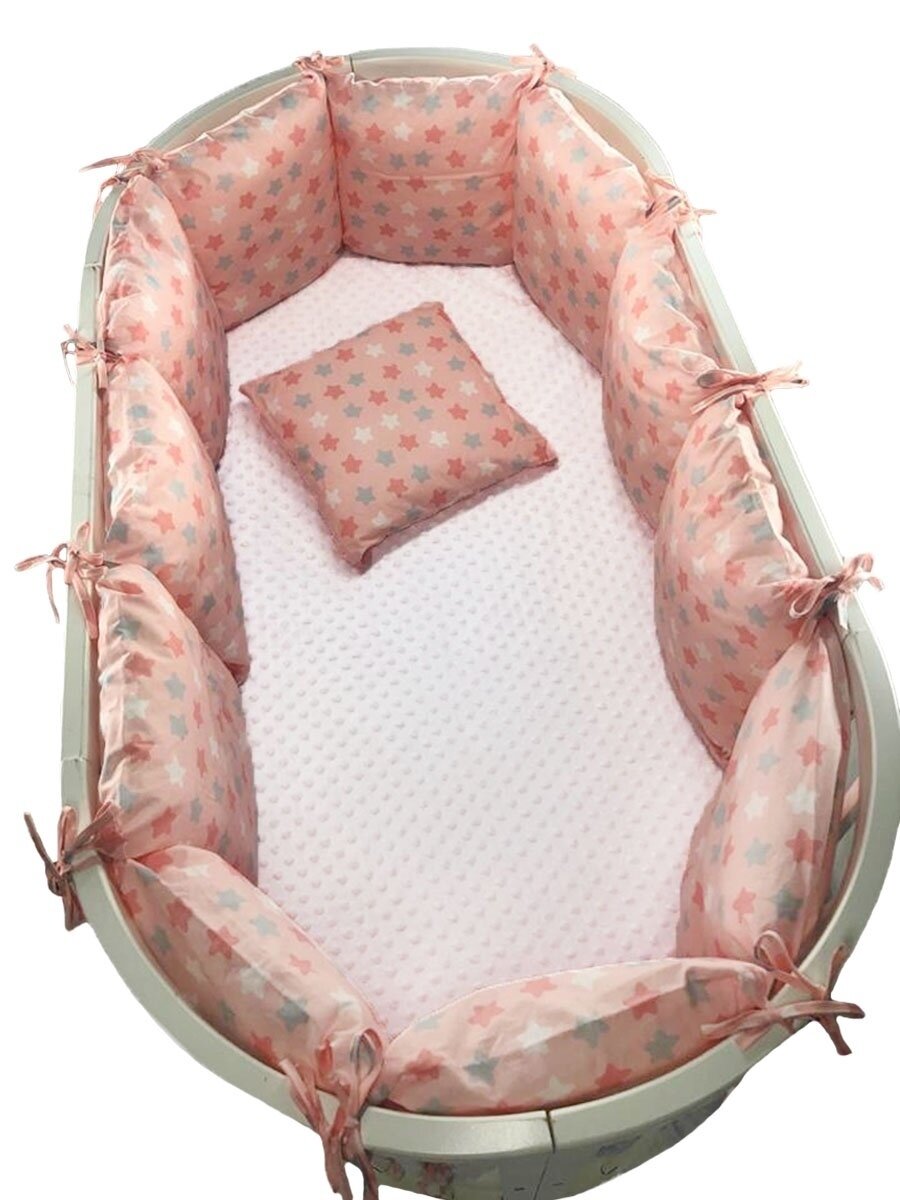 Бортики в детскую кроватку - 12 шт / Комплект бортиков для новорождённых из хлопка