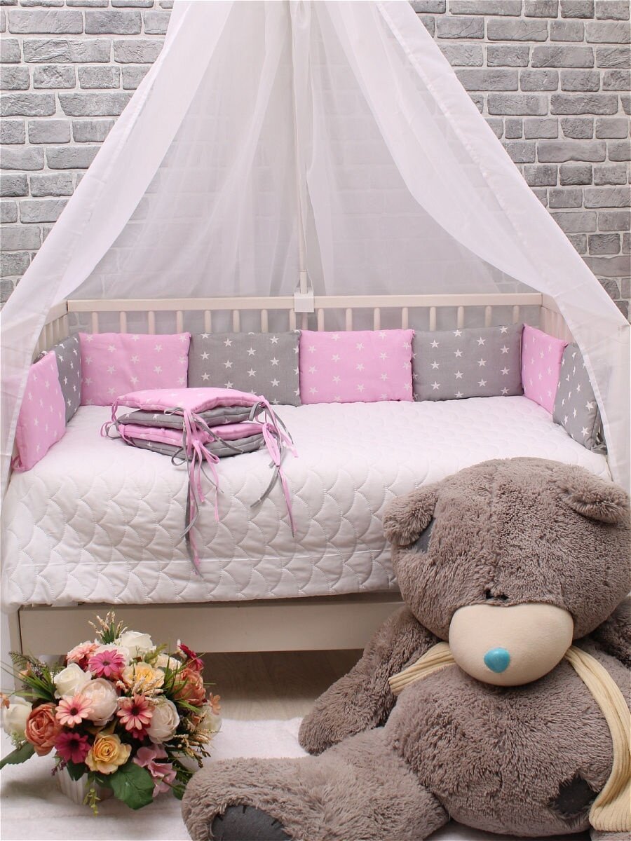 фото Бортики в детскую кроватку - 12 шт / Комплект бортиков для новорождённых