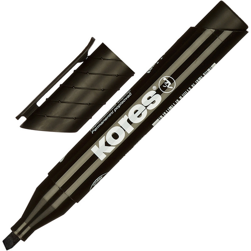 Kores Маркер перманентный KORES, чёрный, 3-5 мм скошенный наконечник 20950 маркер перманентный kores черный 1 5 3 мм круглый наконечник