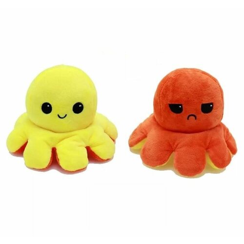 фото Мягкая игрушка осьминожка - перевертыш, осьминог вывернушка , двухсторонний желтый-оранжевый theonlything
