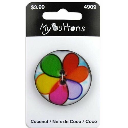 Пуговица My Buttons - Balloons, круглая, пластиковая, с орнаментом, 1 упаковка