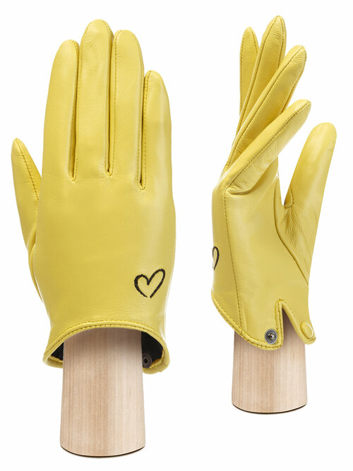 Перчатки LABBRA демисезонные, натуральная кожа, подкладка, размер 7.5, желтый