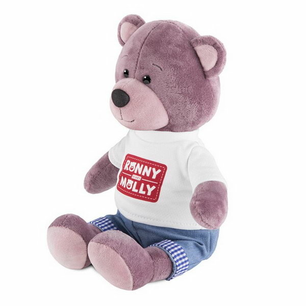 Мягкая игрушка "Мишка Ронни в футболке с логотипом", 21 см
