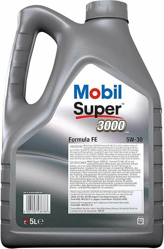 Обзор: 151176 Моторное масло Mobil Super 3000 X1 Formula FE 5W30 . Синт.5л/4 . ACEA А5/В5 . API CF, SL.