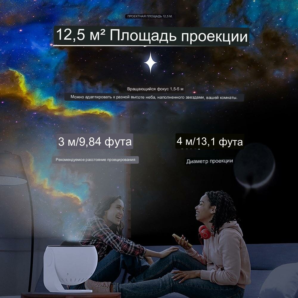 Проектор звездное небо / Галактический проектор ночного освещения/ планетарный светильник / вращающийся на 360 градусов/ NEW — фото 7