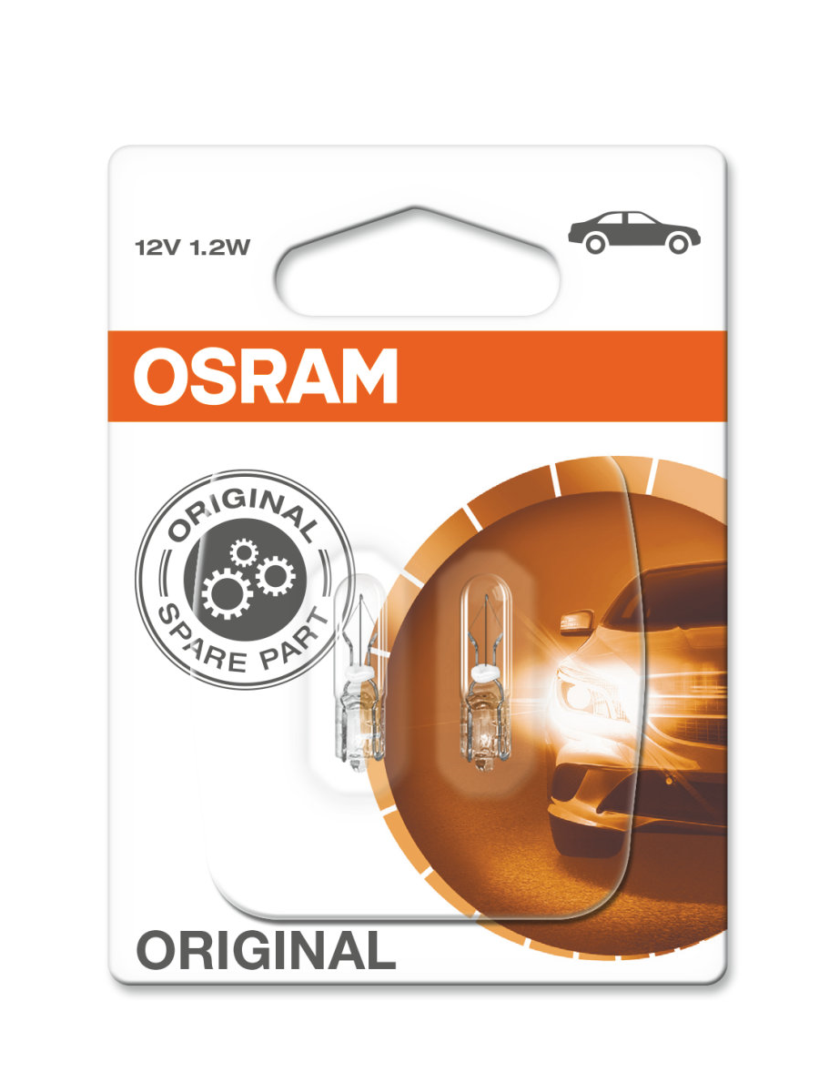 Osram Автолампа T5 (1,2W 12V) Original Line (Blister) 2шт