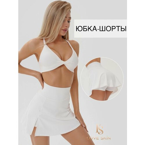 фото Юбка-шорты love skin, размер s, бежевый, белый