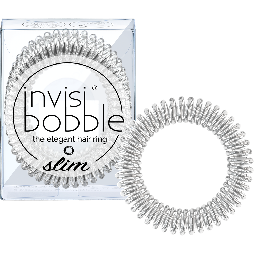 Invisibobble Резинка-браслет для волос SLIM Chrome Sweet Chrome (с подвесом)