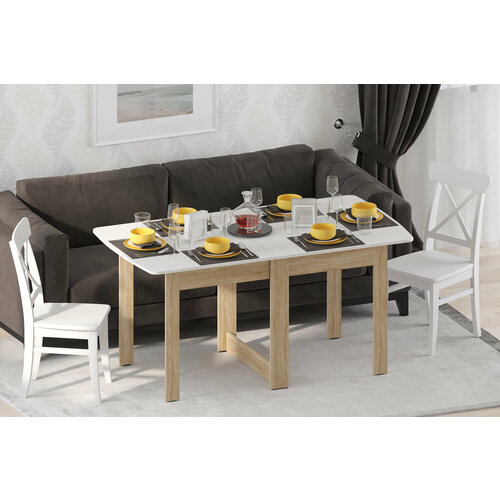 Стол книжка СТК4(СК-1) 160-14х87х78 см Дуб сонома / белый