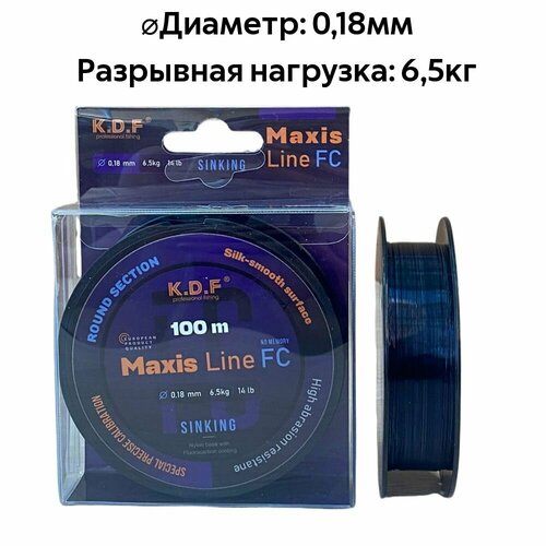 фото Леска c покрытием из флюорокарбона kdf maxis line fc 0,18 мм 100 м нет бренда