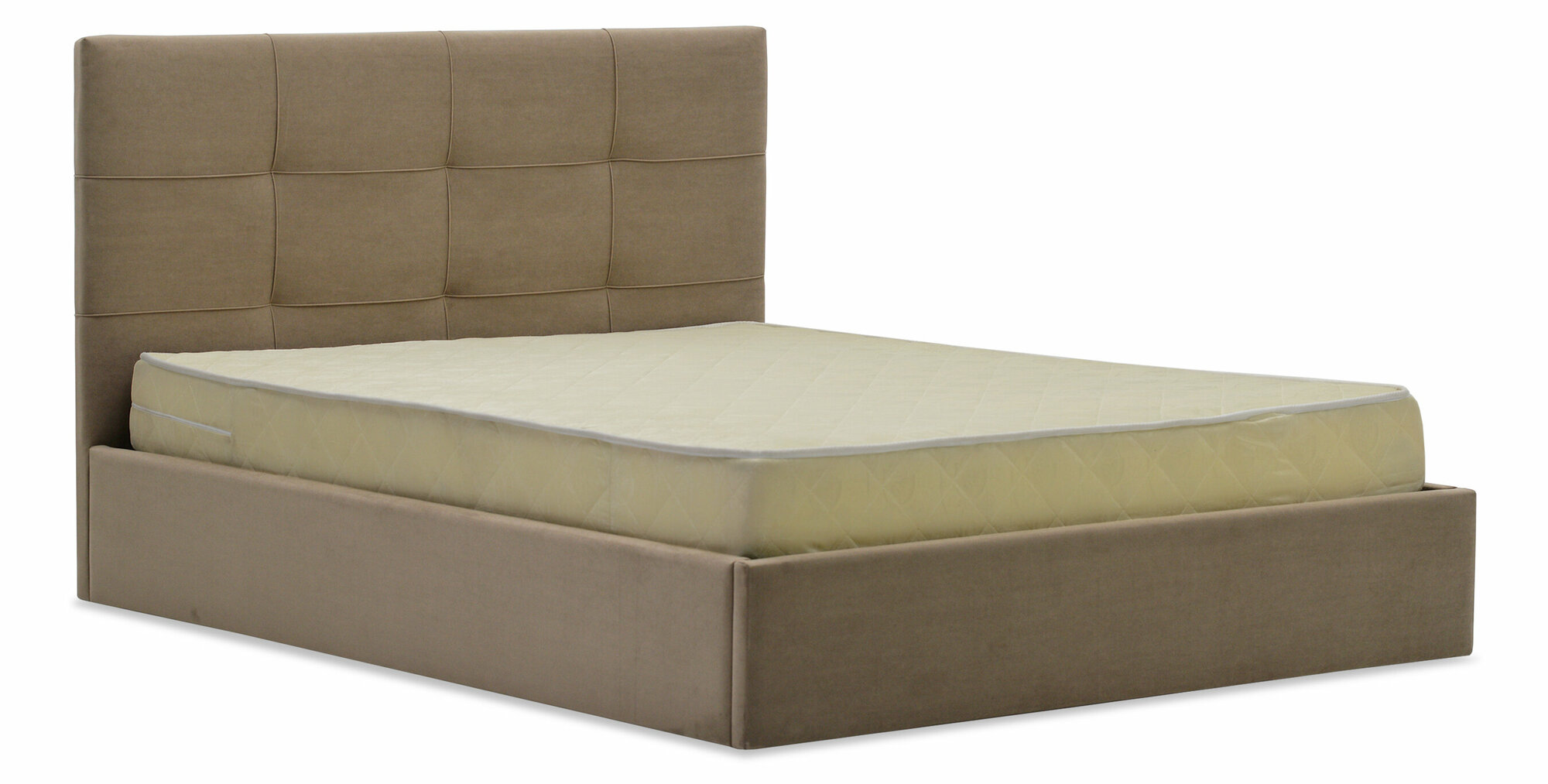 Двуспальная кровать "Ладья" Нави 140х200 см, с подъемным механизмом и ящиком для белья, велюр Ultra cocoa