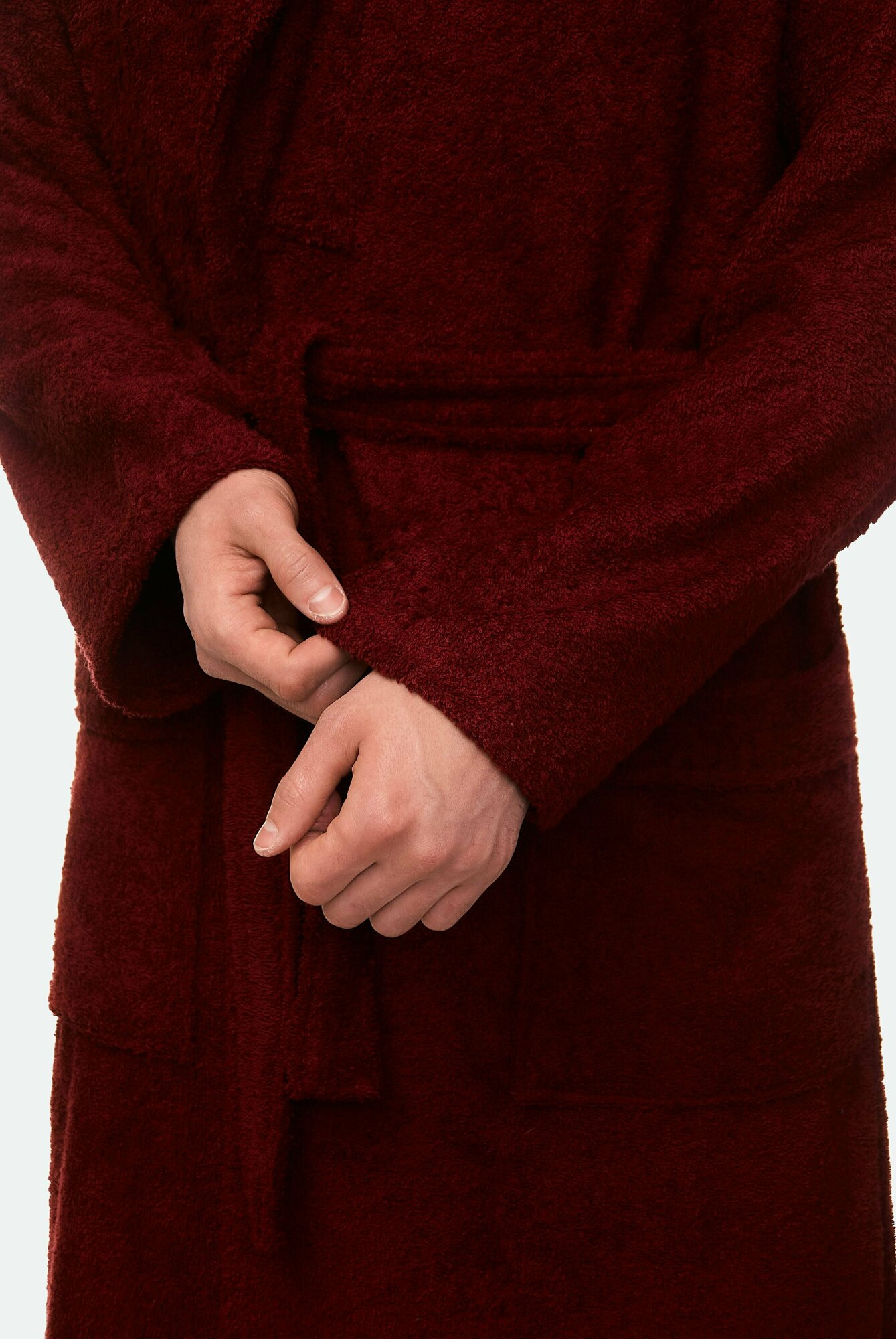 Халат махровый Classic бордовый унисекс длинный размер 48/50 - фотография № 7