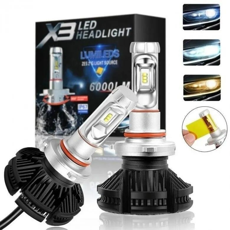 Светодиодные лампы X3 Led Headlight ZES 50W/6000lm/HВ4/9006 пара