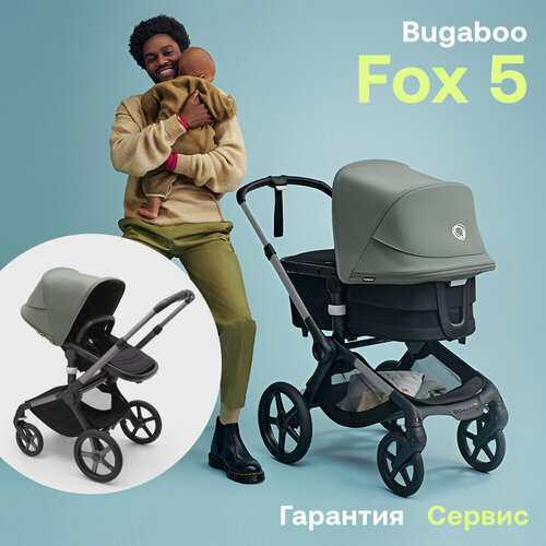 Коляска 2в1 Bugaboo Fox 5 GRAPHITE/MIDNIGHT BLACK/FOREST GREEN в комплекте