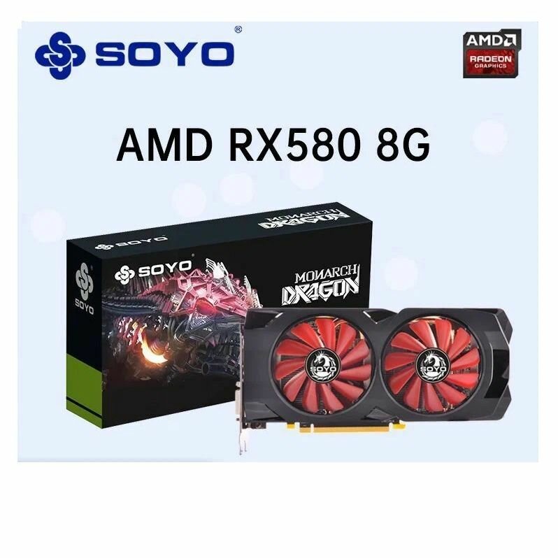 SOYO AMD Radeon RX580 Red 8G GDDR5 Memory 1750 MHz 6pin 14 NM 7000 MHz PCI Express 3.0 X16 256 Bit 1284 MHz