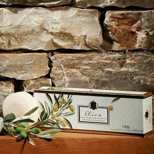 Натуральное оливковое мыло ручной работы. Люксовая серия. Подарочный набор Оливка (3*100 гр)