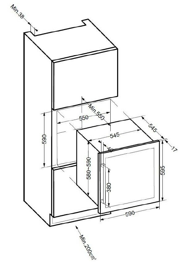 Винный шкаф (холодильник для вина) Climadiff CBI44S1B