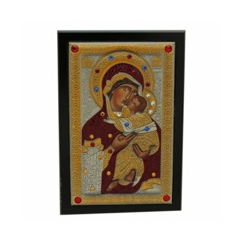 Икона рукописная Богоматерь Умиление, посеребрение иконка тихвинская богоматерь посеребрение мастерская алешиных