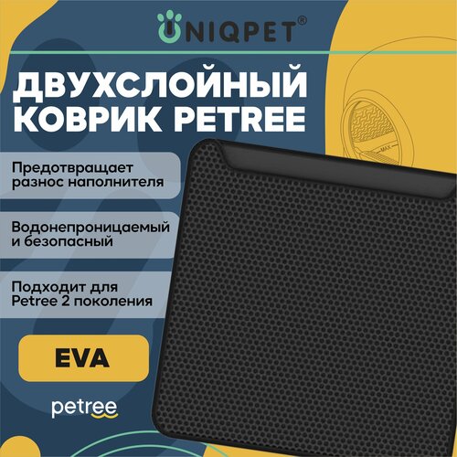 Коврик двуслойный для кошачьего туалета PETREE 2, для автоматического лотка, EVA, 53х53