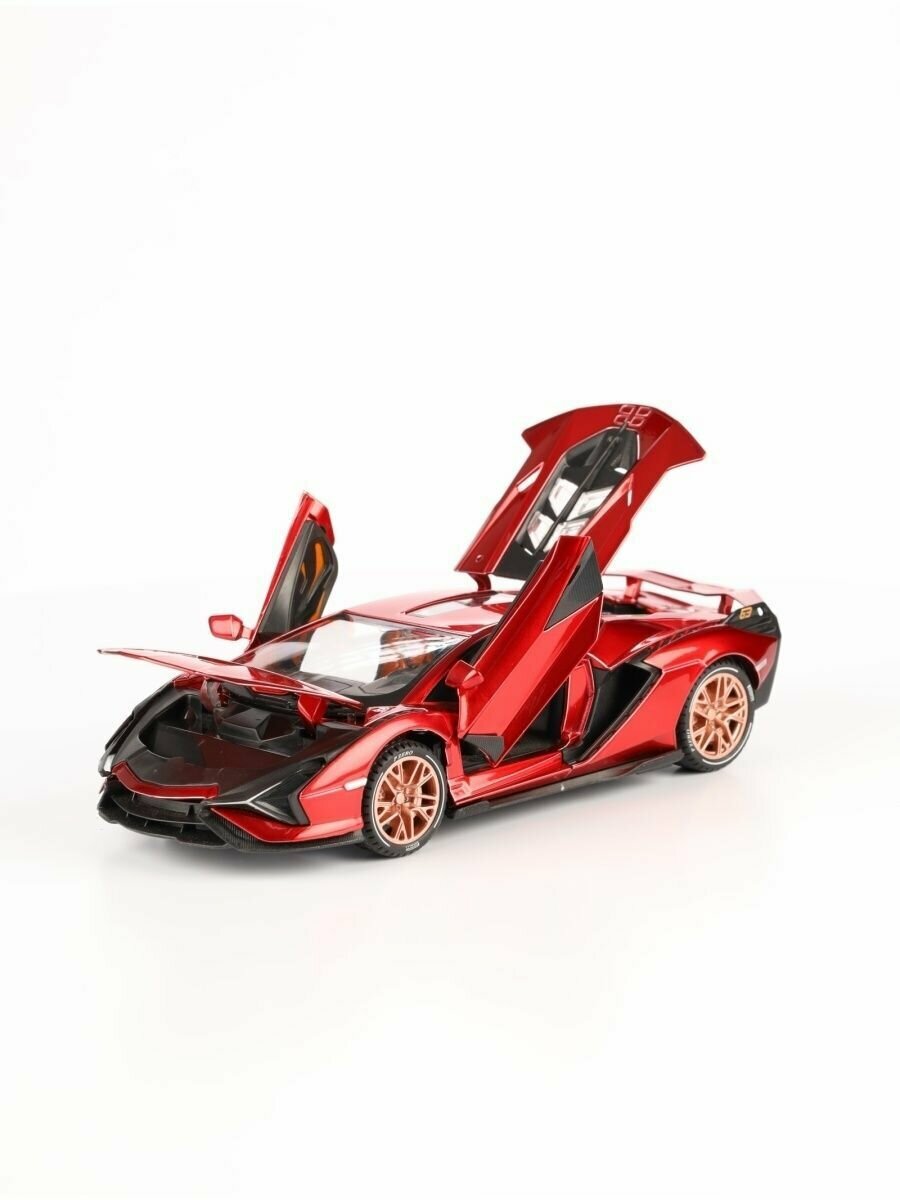Коллекционная машинка игрушка металлическая Ламборджини Lamborghini для мальчиков масштабная модель 1:24 красный