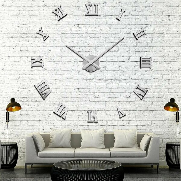 Настенные 3D часы Rome Wall, Электронные часы с римскими цифрами на стену, Бесшумные часы для дома