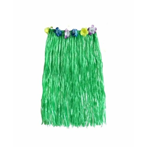 фото Гавайская юбка длинная 60 см, цвет зеленый смехторг