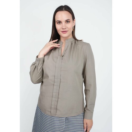 Рубашка , полуприлегающий силуэт, однотонная, размер 52, бежевый, коричневый