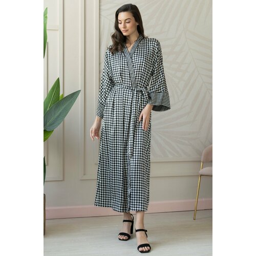 фото Халат mia-amore, размер xxl/xxxl, черный, белый