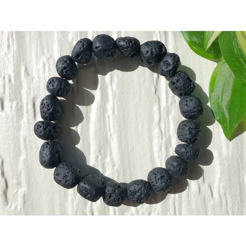 фото Браслет, вулканическая лава, размер 16 см, черный нет бренда