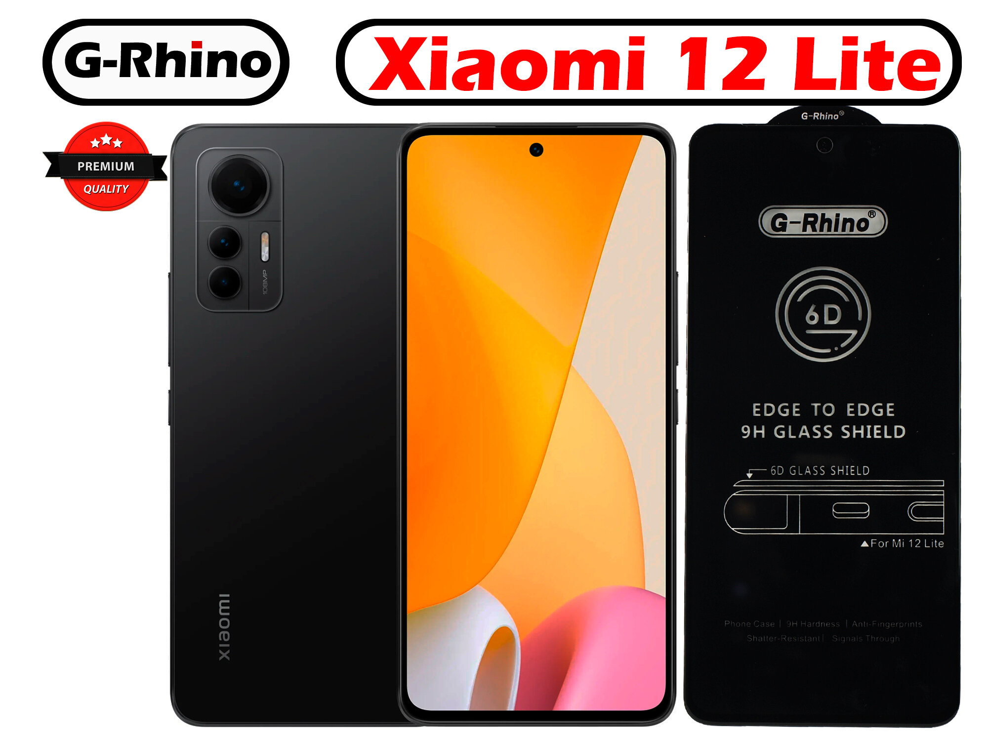 Защитное стекло G-Rhino для Xiaomi 12 Lite / Закаленная прозрачная защита 9H на экран для смартфона Ксиаоми 12 лайт/ Противоударная