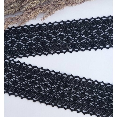 Кружево вязаное хлопок для шитья и рукоделия черное шир.5 см 3 м