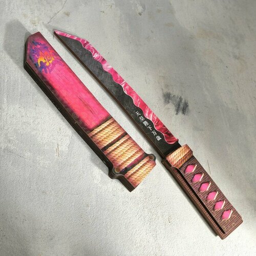 Сувенир деревянный Нож Танто, в ножнах, розовый