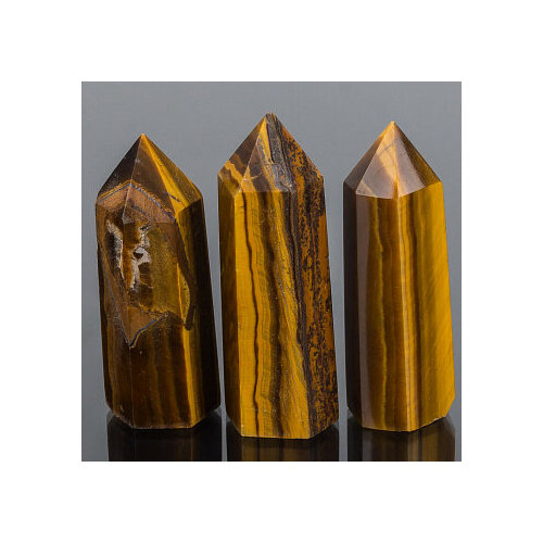 Кристалл из Тигрового глаза (Тигровый глаз, Африка, Гладкий/Граненый, 40-45 мм, Золотой)