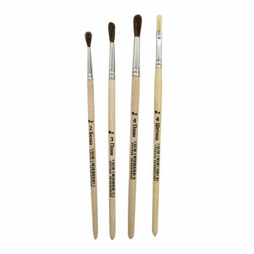 Кисти художественные с волосом белки, Мельница, 4 шт