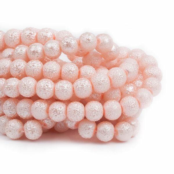Бусина стеклянная "Метеорит": шар, 8мм. Цвет: нежно-персиковый