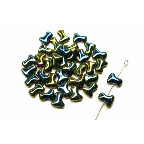 бусины tee beads 2х8мм отверстие 0 5мм цвет 00030 27137 хрусталь закат 730 022 10г около 50шт Бусины Tee beads 2х8мм, отверстие 0,5мм, цвет 23980/21455 темно-зеленый ирис, 730-007, 10г (около 50шт)