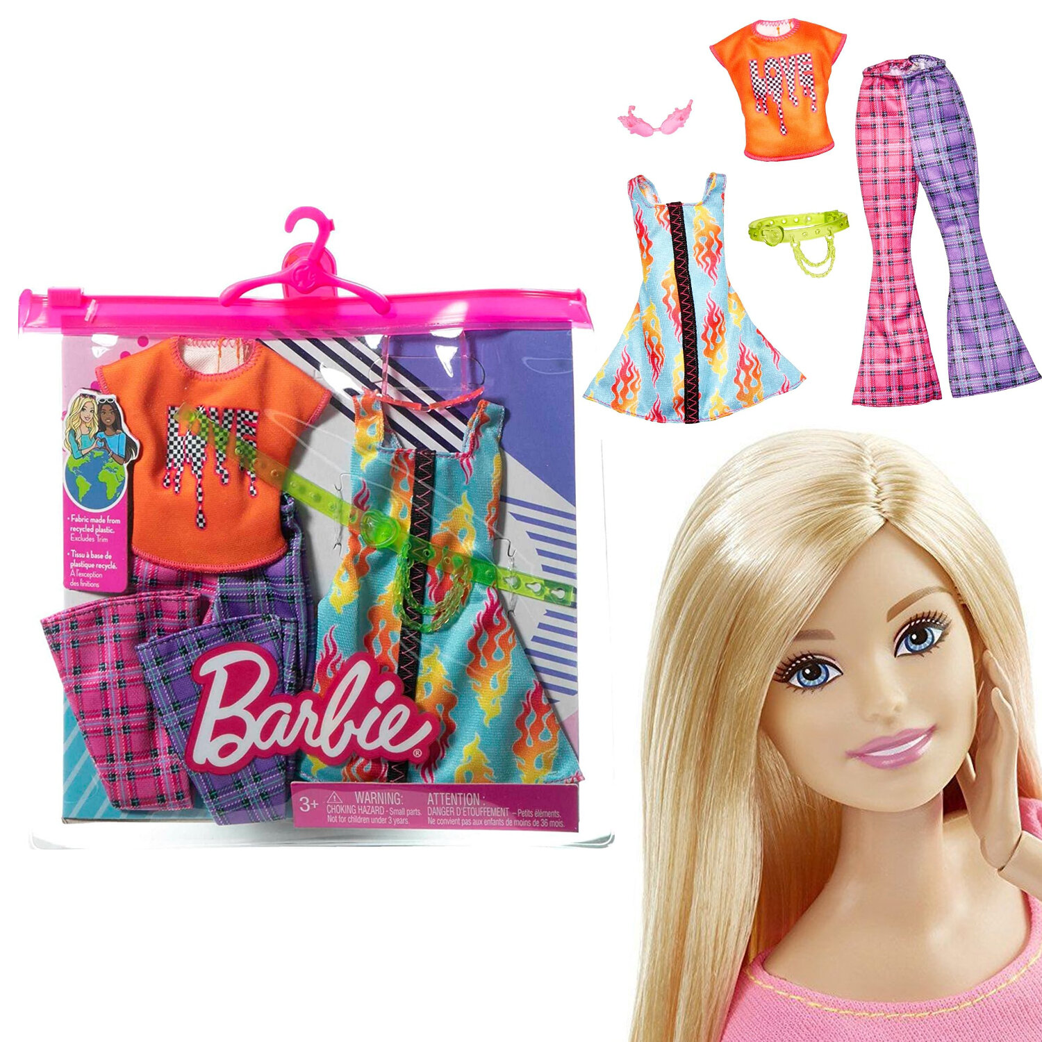 Одежда для кукол Одежда для куклы Барби, футболка, платье, брюки, ремень и очки