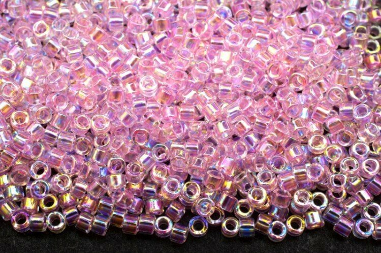 Бисер японский MIYUKI Delica цилиндр 11/0 DB-0071 радужный розовый, окрашенный изнутри, 5 грамм