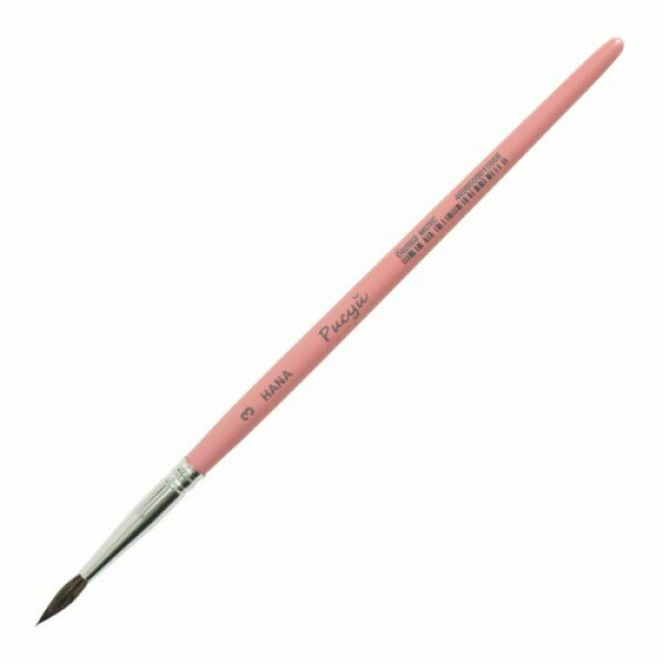 Кисть белка микс круглая HANA Рисуй короткая ручка №3