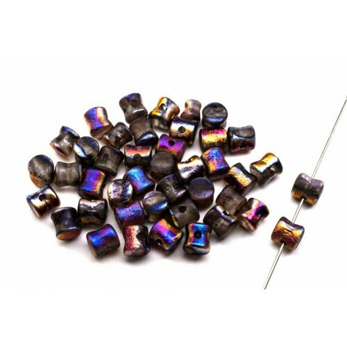 Бусины Pellet beads 6х4мм, отверстие 0,5мм, цвет 00030/29583 Crystal/Sliperit Full, Etched, 732-036, 10г (около 60шт)
